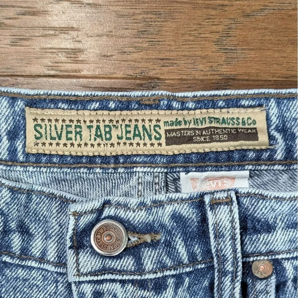 Levis Silver Tab 512 Acid Wash Jeans Men 34x34 (Actual 30x33) Vintage‎ 90's